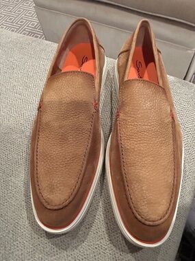 Santoni Detroit Tan Sueded Pebble Loafer - New in Box Size 11.5